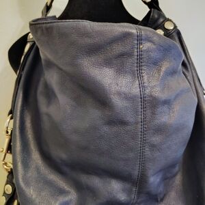 Elegant Navy Blue Leather Women's Bag